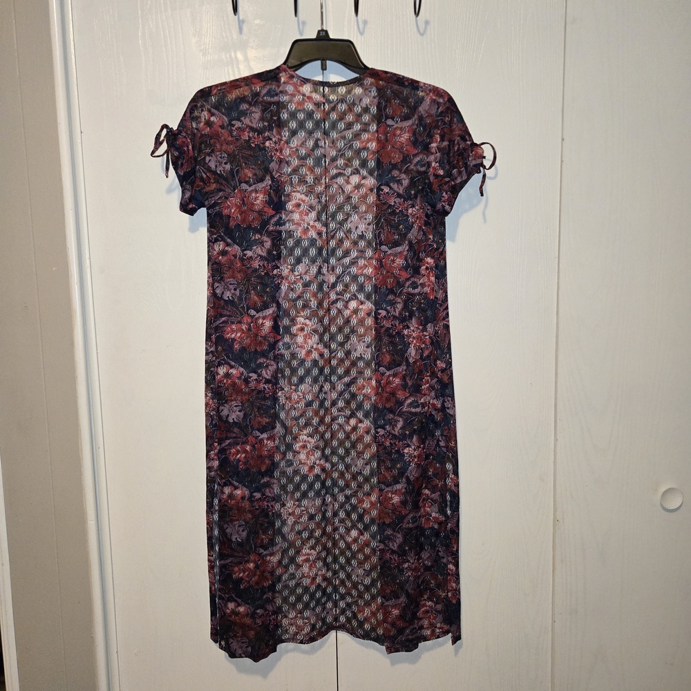 Floral Sheer Floral and Lace Kimono Coverup with Side Slits